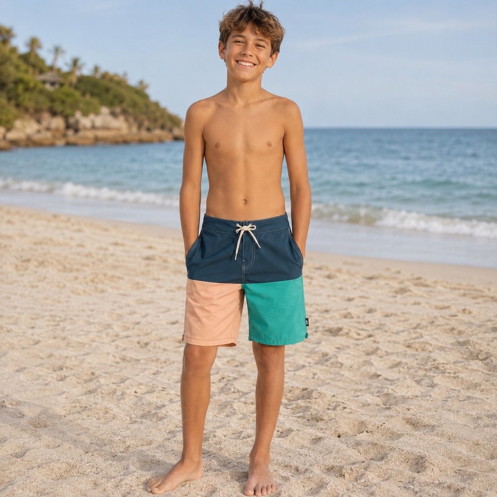Vans Board Shorts Kids Size 12 Colorblock Navy Teal Peach